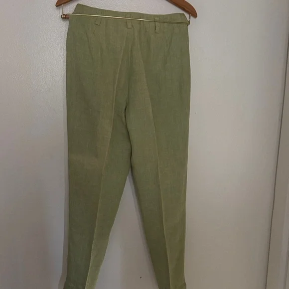 Ellen Tracy Olive Linen Top and pants set - Picture 9 of 15